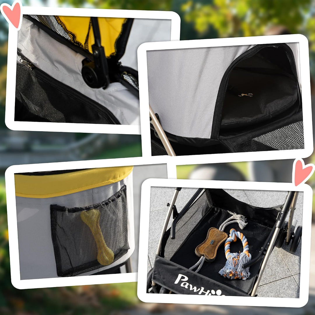 PawHut Hundewagen 2 in 1 Hundebuggy Faltbar klappbar Katzenwagen bis 10kg mit Aufbewahrungskorb, Kis