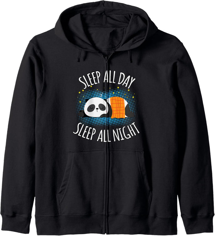 Sleep All Day Sleep All Night - Spruch Panda - Tiere Kapuzenjacke
