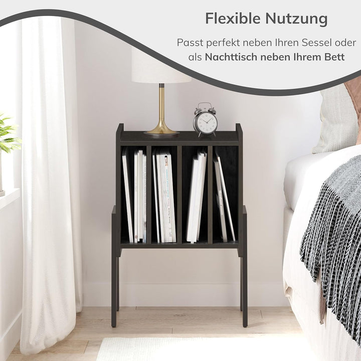 ACAZA Plattenspieler Tisch für Schallplatten Aufbewahrung – Schrank mit 4 Fächern – 40 x 30 x 66cm –