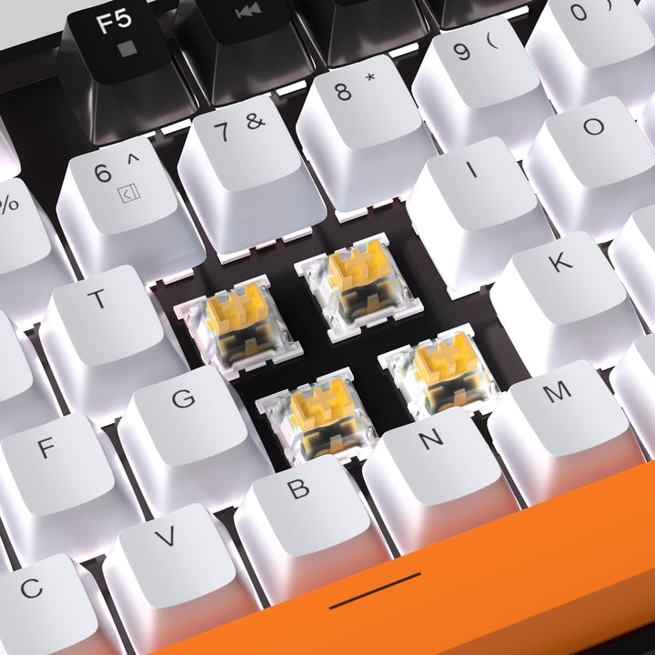 MageGee 75% Mechanische Gaming-Tastatur mit gelbem Schalter, LED-weisse Hintergrundbeleuchtung, 87 T