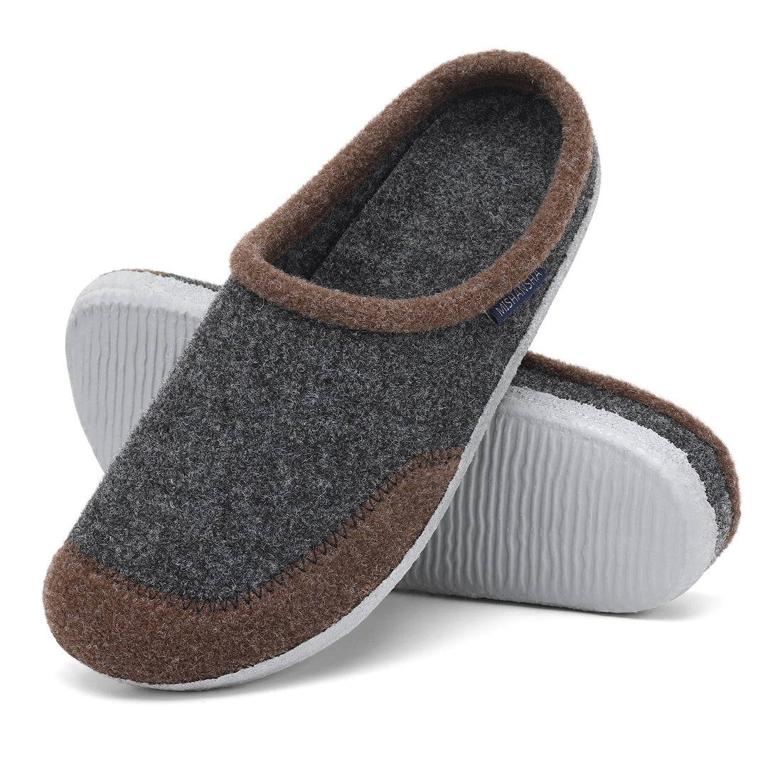 Mishansha Filz Hausschuhe Winter Bequem Filzpantoffeln für Damen Herren Gr.36-48 37 EU Dunkelbraun,