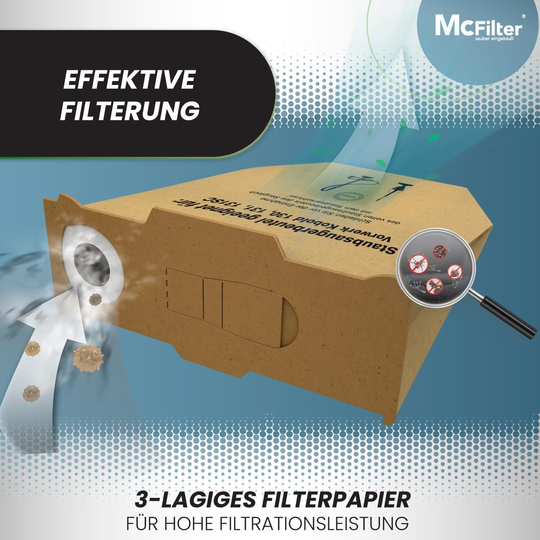 McFilter I 10 Staubsaugerbeutel, Mikrofilter, Hepafilter, Geruchsfilter, Kohlefilter im Set geeignet