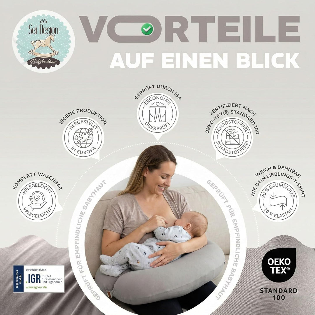 sei Design Stillkissen 170×30 cm – ergonomisch geprüftes Unterstützungskissen für Erwachsene – leise