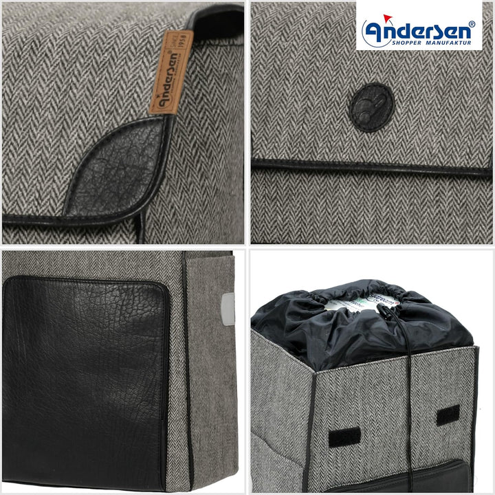 ANDERSEN Einkaufstrolley - Scala Shopper Plus Elik schwarz 38 L Einkaufswagen, handgemacht, Leder, A