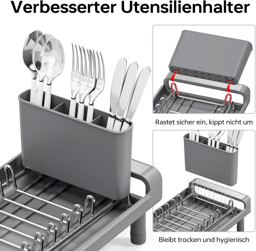 KINGRACK Kleines Abtropfgestell | Ausziehbar, Edelstahl, Rostfreier Geschirrständer für die Küche Gr