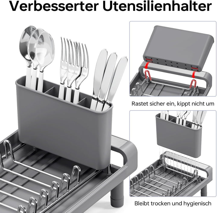 KINGRACK Kleines Abtropfgestell | Ausziehbar, Edelstahl, Rostfreier Geschirrständer für die Küche Gr