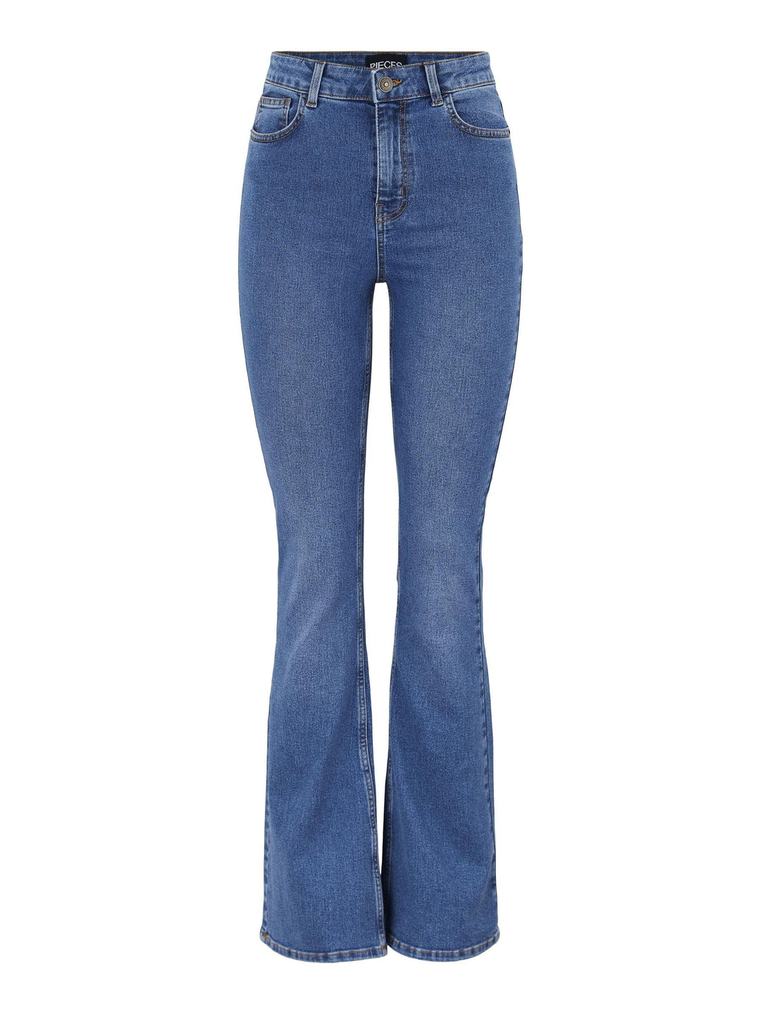 PIECES Damen Pcpeggy Flared Hw Jeans Mb Noos Bc, M Medium Blue Denim