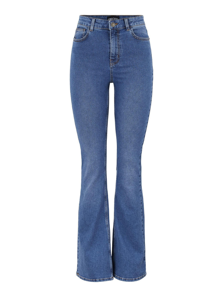 PIECES Damen Pcpeggy Flared Hw Jeans Mb Noos Bc, M Medium Blue Denim