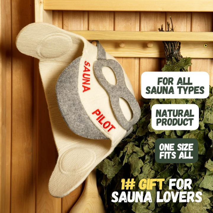 Natural Textile Saunahut 'Sauna Pilot' White - 100% organische Wollfilzmützen - Schützen Sie Ihren K