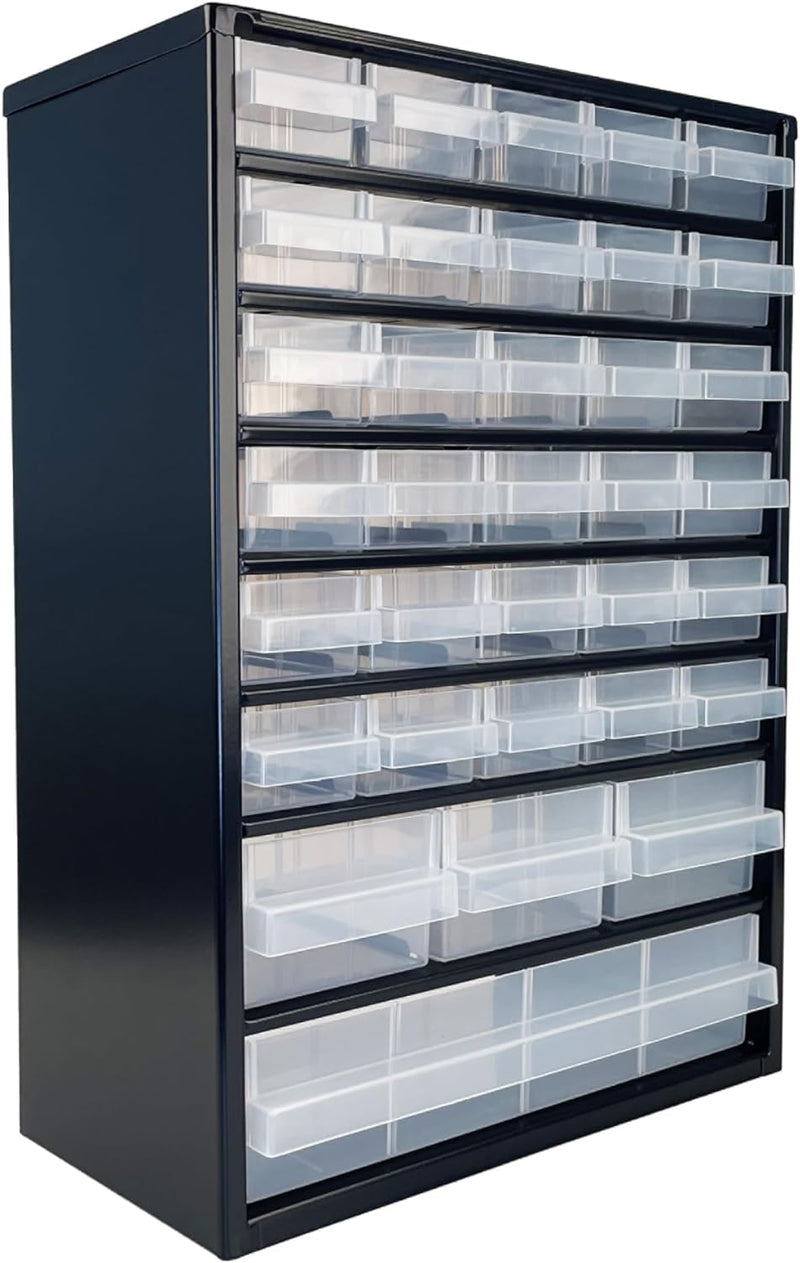 RAACO Kleinteilemagazin C9-34, 26 kg Last, 15 x 30,6 x 42 cm, 34 Schubladen, beschichteter Stahl, ge