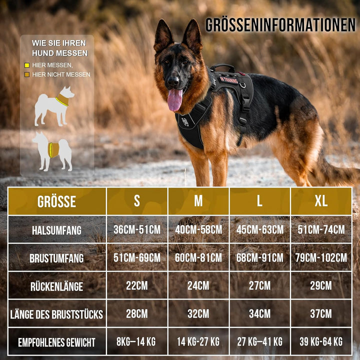 OneTigris Hundegeschirr Grosse Hunde, TACTILITE Taktisches Langlebig Anti Zug Geschirr, No Pull Vers