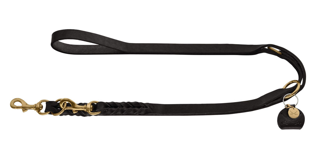 HUNTER Sansibar SOLID Verstellbare Führleine für Hunde, Leder, geflochten, robust, elegant, 1,5 x 20