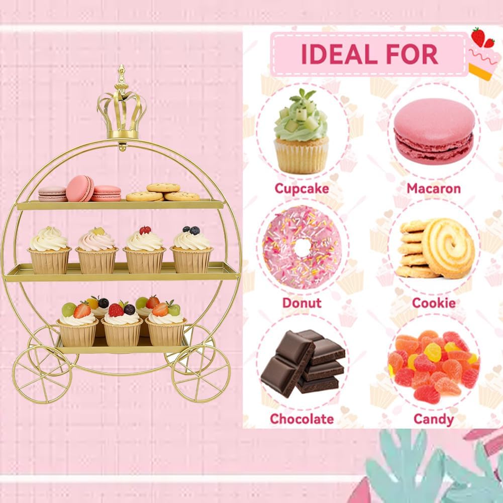 Cupcake-Ständer mit 3 Etagen, Eiserne Tabletts für Cupcakes, Donuts, Früchte, Gebäck, Dessert-Tisch-