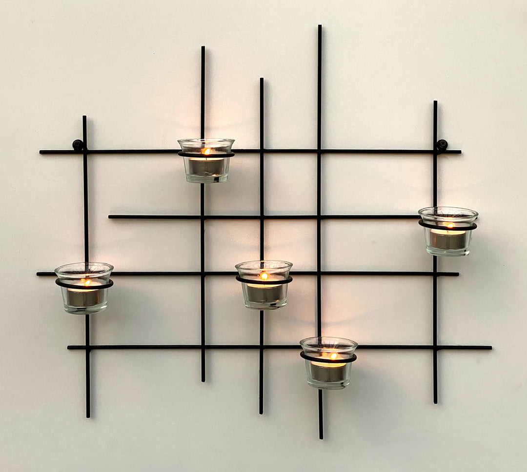 DanDiBo Wandteelichthalter Metall Leuchter 5XXL Wandkerzenhalter 50 cm Teelichthalter Wand Kerzenhal