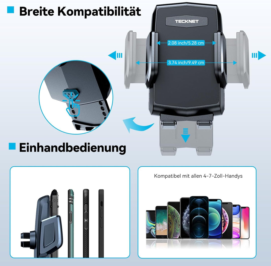 TECKNET Handyhalterung für Auto 2-in-1 – KFZ Handy Halterung für Lüftungslöcher & Getränkehalter, Bi
