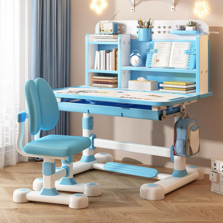 Kinder-Schreibtisch- und Stuhl-Set, höhenverstellbar, Schüler-Schreibtisch, Kinderschule, Studiertis