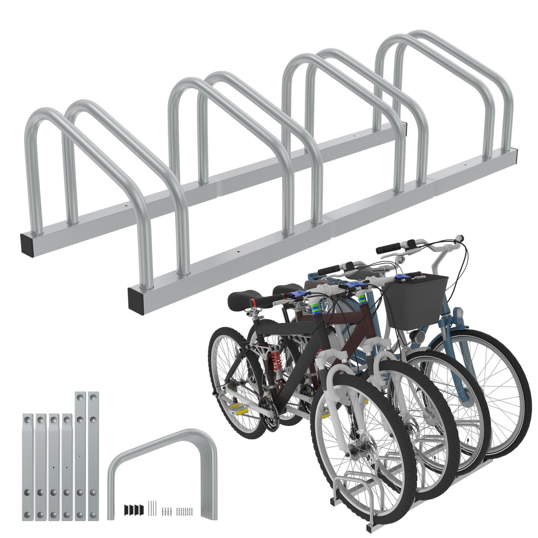 Froadp Fahrradständer Boden für 4 Fahrräder,Mehrfachständer für 30-65mm Reifenbreite, Galvanisierter