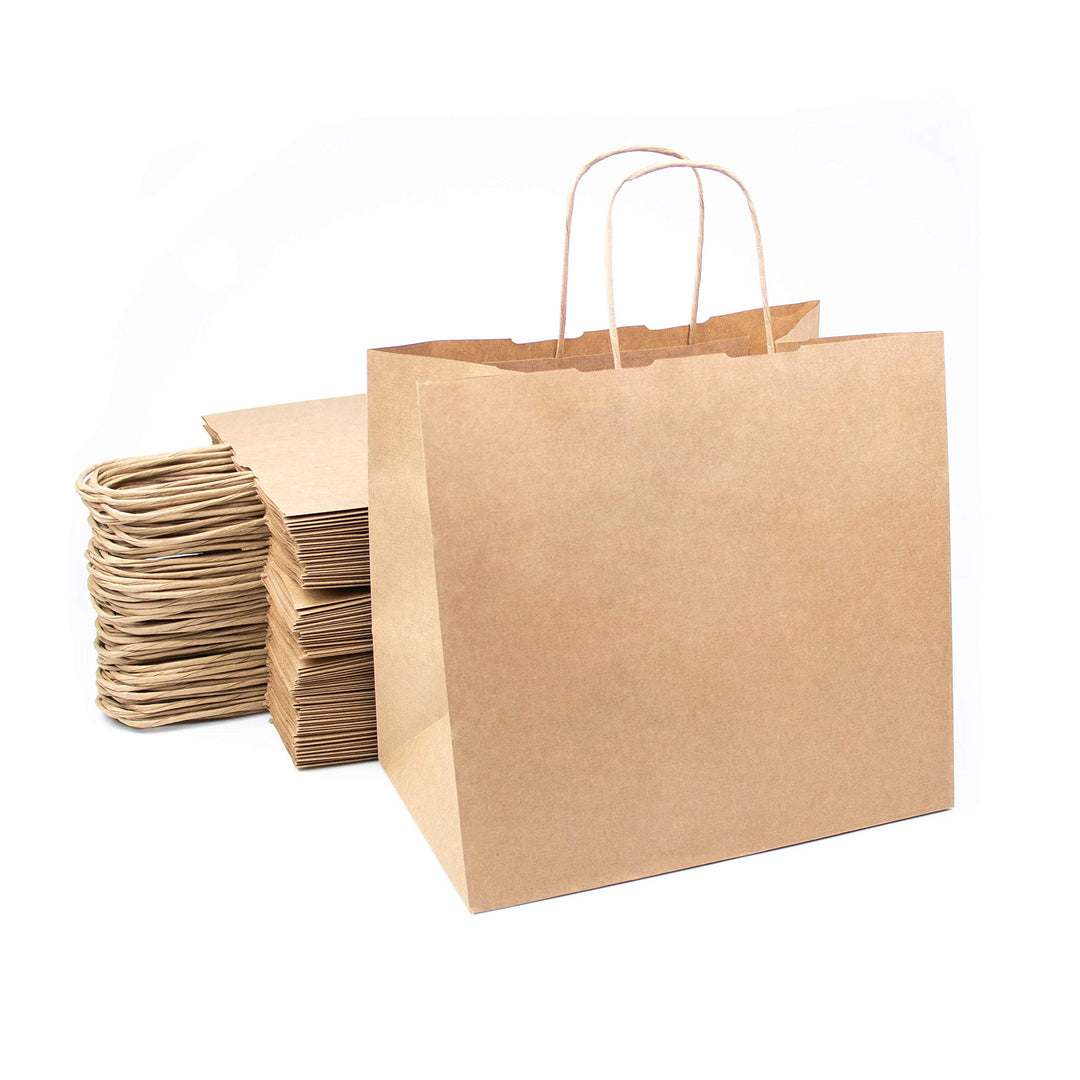 Extiff Einkaufstaschen, Kraftpapier, braun, mit Griffen, 26 x 17 x 24 cm (50) 50 26x17x24 cm, 50 26x