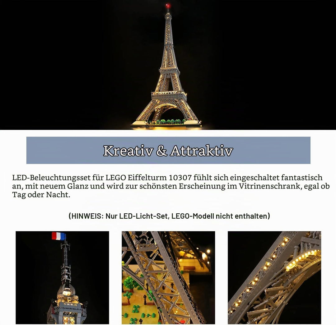 BrickBling Dekorationsbeleuchtungsset für Lego The Eiffel Tower Building Set, Led Licht Set für Lego