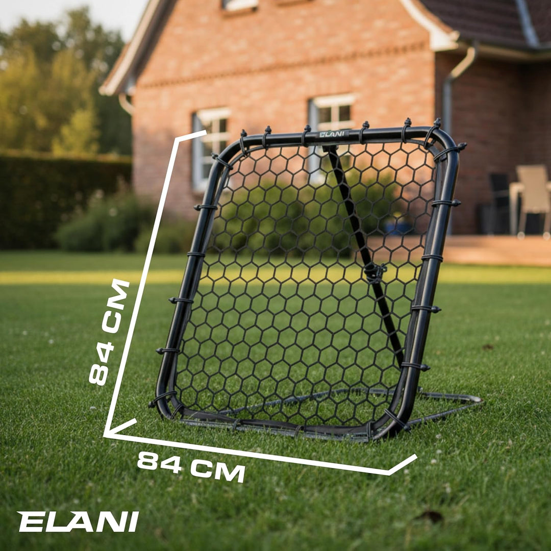 ELANI - Rebounder für Fussball 1x1m mit Schutzrand &amp; 6 Heringen für sicheren Stand - Fussball Reboun