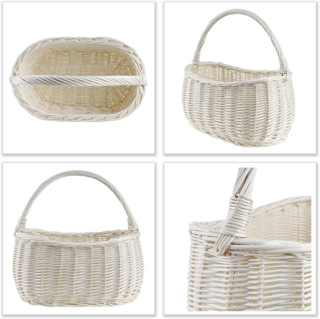 Creative Home Einkaufskorb Weidenkorb mit Henkel Picknickkorb | 45 x 26 x 41 cm (+/- 2 cm) | Handgef