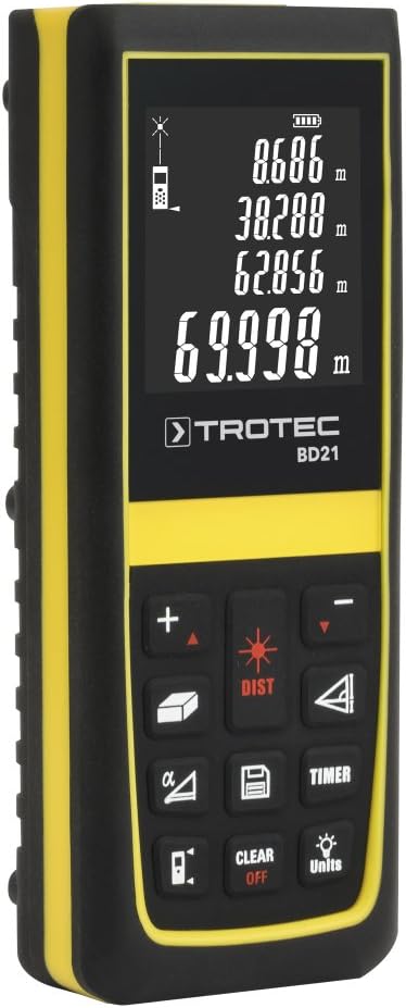 TROTEC Laser Entfernungsmesser BD21 – Digitales Messgerät Entfernung – Reichweite bis 70 m, 90°-Neig