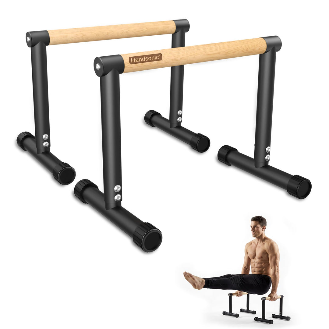 Parallettes, 32.5cm hoch – Push Up Bar & Dip Barren – Rutschfeste Liegestützgriffe aus Holz – Calist