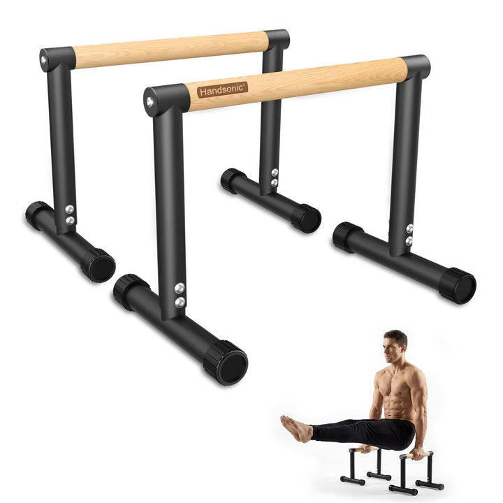 Parallettes, 32.5cm hoch – Push Up Bar & Dip Barren – Rutschfeste Liegestützgriffe aus Holz – Calist