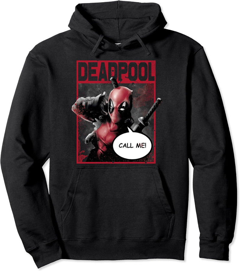 Marvel Deadpool CALL ME! Hand Gesture Wink Pullover Hoodie