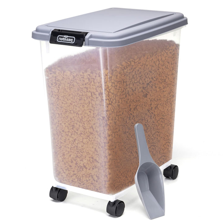 Nobleza - Futterbehälter für Haustiere,40 L,für Haustiere, Lebensmittelbox mit Rädern,Klappdeckel,Lu