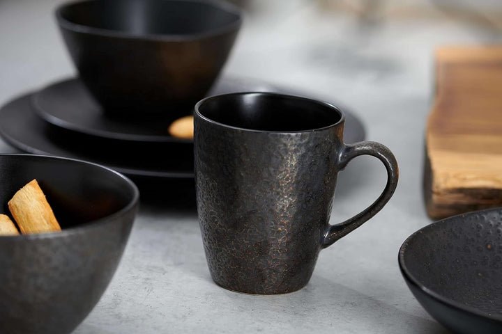 Ritzenhoff & Breker Frühstücksservice Kitwe, 12-teilig, Schwarz Schwarz Frühstücksservice, Schwarz F