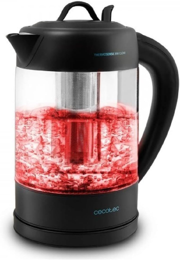 Cecotec Elektrischer Wasserkocher ThermoSense - 1,7 Liter, Borosilikatglas, Frei von BPA, Basis 360