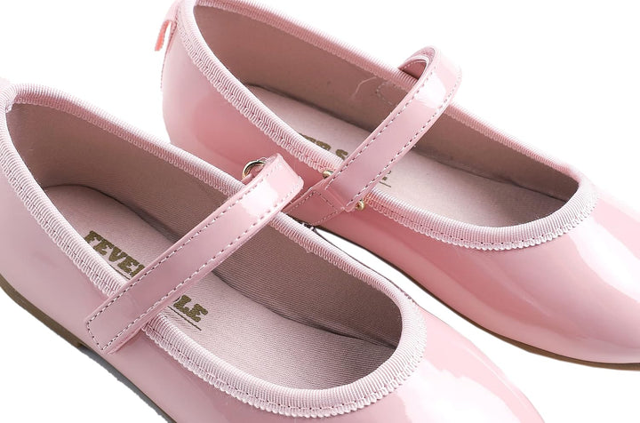 Feversole Girls Cute Dress, Mädchen süsses Kleid Mary Jane Schuhe weiche Party Urlaub Ballerinas Ros