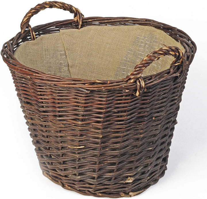 WEIDENPROFI Weidenkorb dunkel, Holzkorb aus Weide mit Jute, rund ca. Ø 48 cm x 35 cm hoch