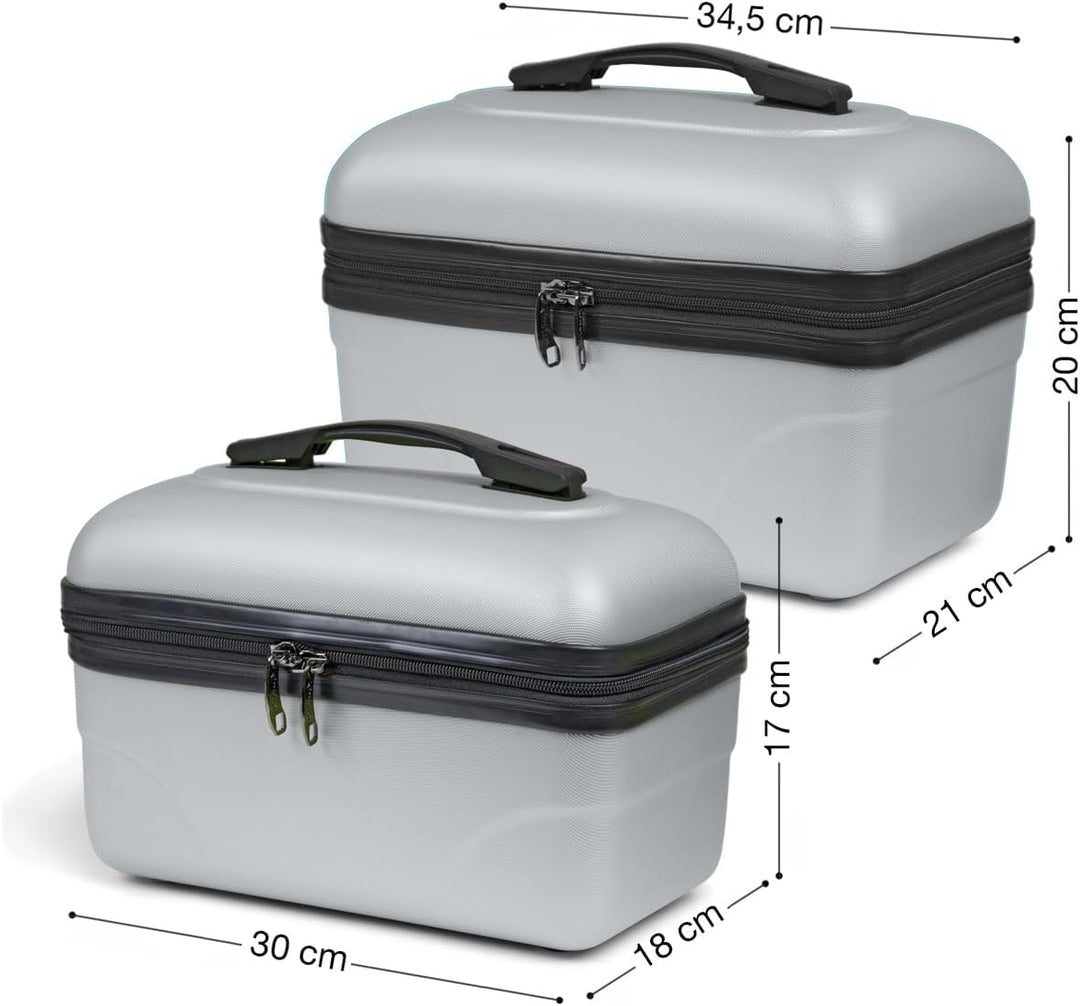 2er-Set Grosse starre Waschtisch-ABS-Schale - Kulturbeutel/Make-up-Etui 35 cm Hellgrau, Hellgrau