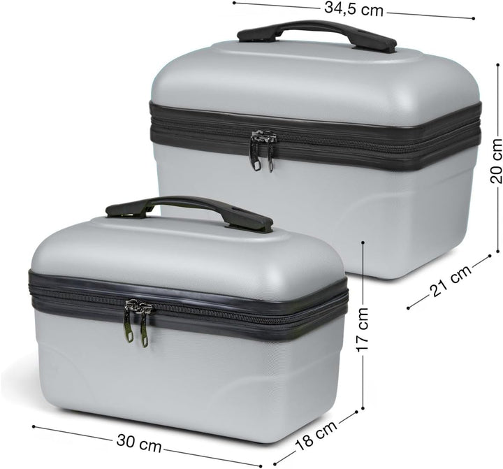 2er-Set Grosse starre Waschtisch-ABS-Schale - Kulturbeutel/Make-up-Etui 35 cm Hellgrau, Hellgrau