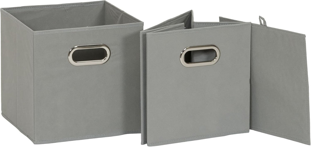 Haushalt Essentials 6 Stück Gewebe-Aufbewahrung Cube Mülleimer-Set mit Griffen, Marineblau grau, Gra