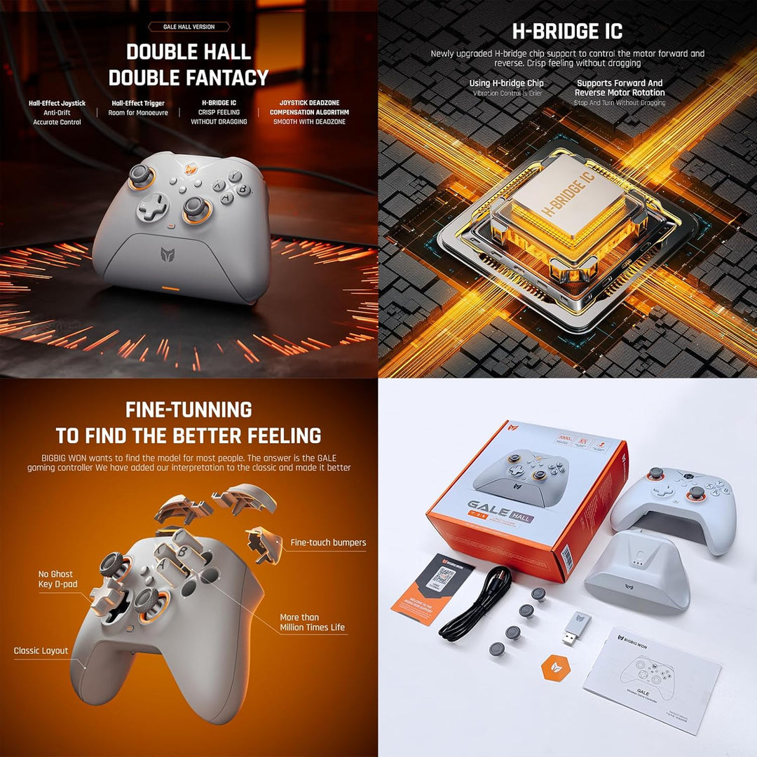 BIGBIG WON Drahtlose Controller, Gale Hall PC-Controller Bewegungssteuerung, Hall-Joysticks-Auslöser