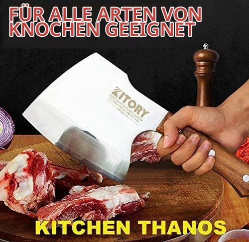 Kitory Hackmesser 16 cm Klinge, Extradicker 6,25 mm für gefrorenes Fleisch und grosse Knochen, Extre