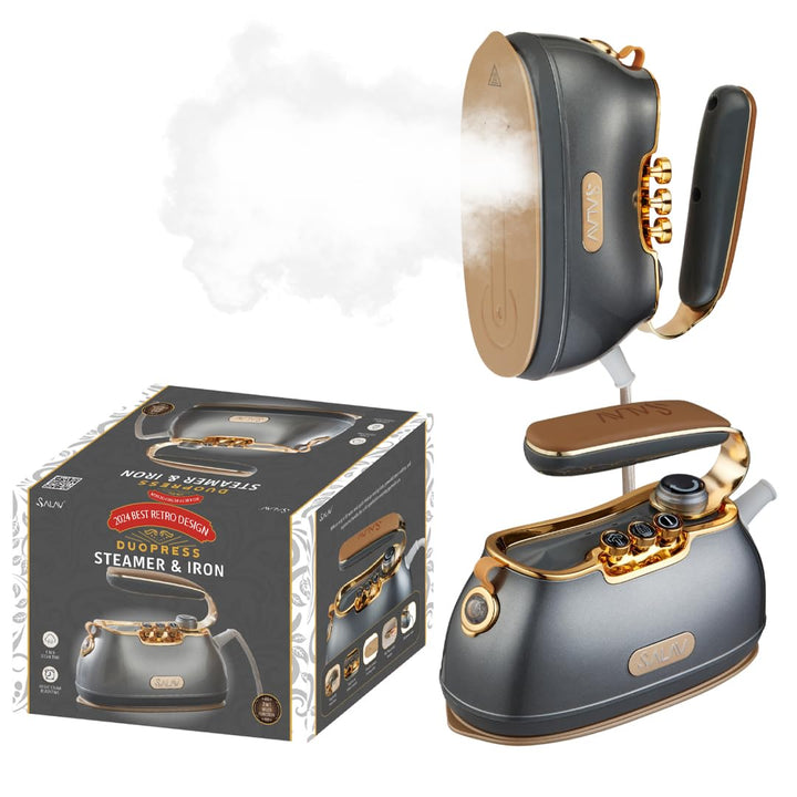 SALAV IS-900A Retro Handdampfer + Bügeleisen, Keramik-Dampfplatte, 1000 Watt Dampf, entfernt Falten