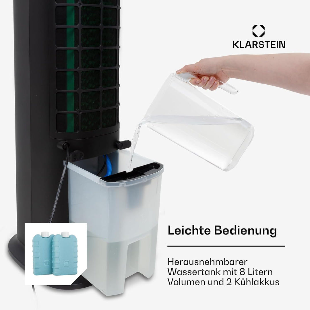 Klarstein Mobiler Luftkühler, 5-in-1 Klimagerät Mobil mit Nachtmodus, Leiser Ventilator & Luftkühler
