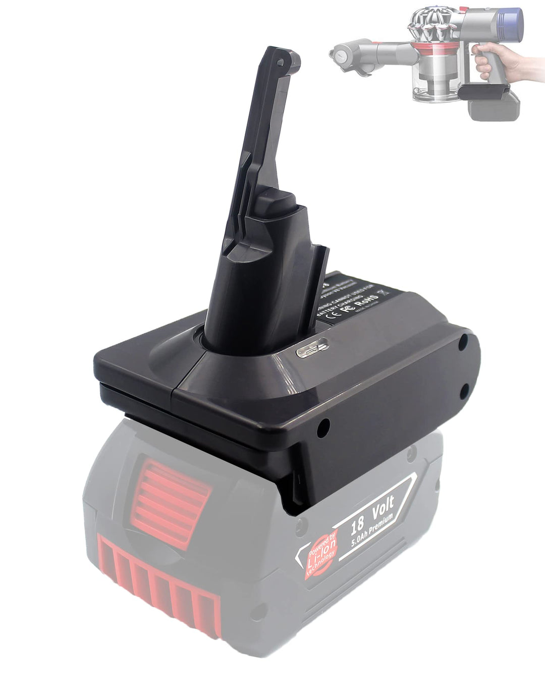 BTRUI für Dyson V8 Adapter für Bosch Professional 18V System Akku, für Dyson V8 Animal Fluffy Motorh