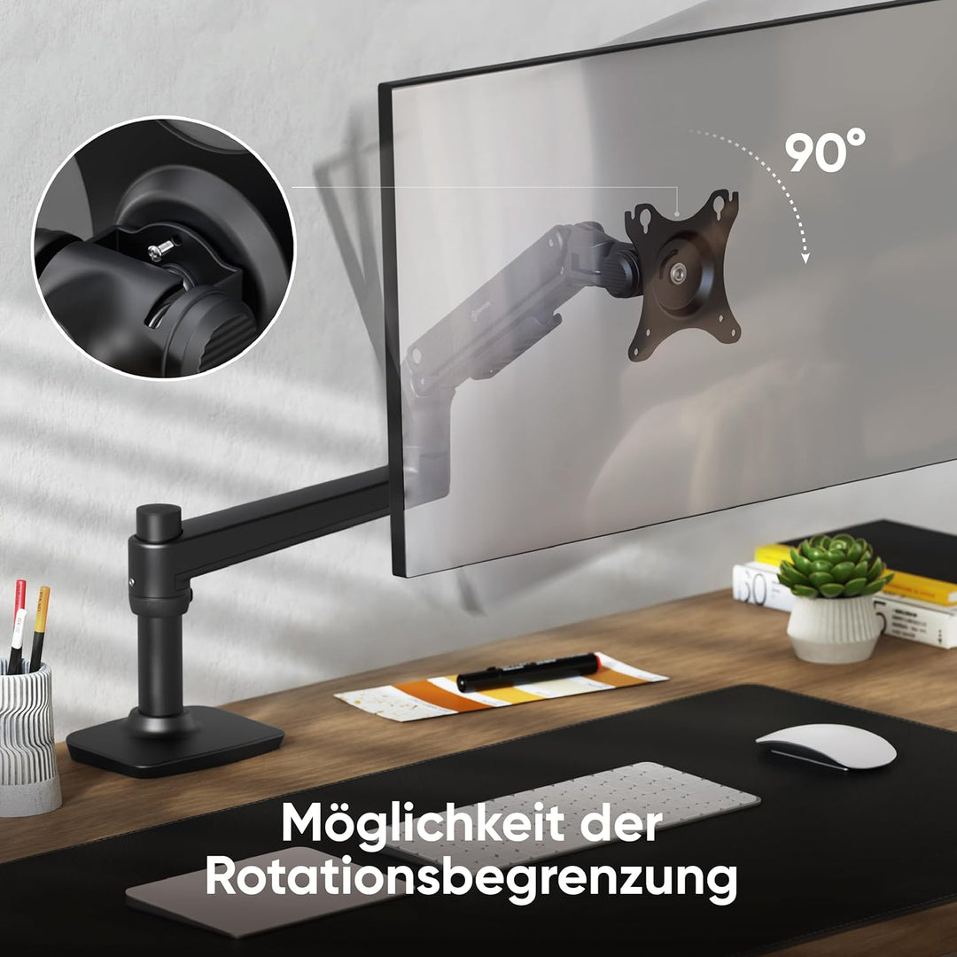 ONKRON Monitor Tischhalterung für 17-38 Zoll Bildschirme bis zu 11 kg, PC Monitor Halterung 1 Monito