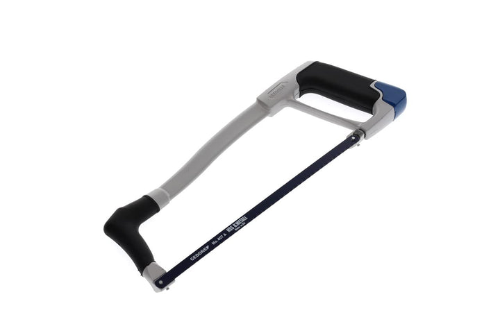 GEDORE Bügelsäge, Bimetall-Sägeblatt No. 407 A, Leichter Aluminium-Druckguss, Silber/Schwarz/Blau
