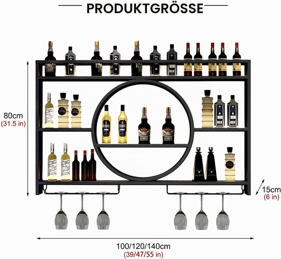 Generisch Modernes Weinregal Wand aus Metall, Bar Regal mit Glasregal, Wandmontage Wine Display-Stän