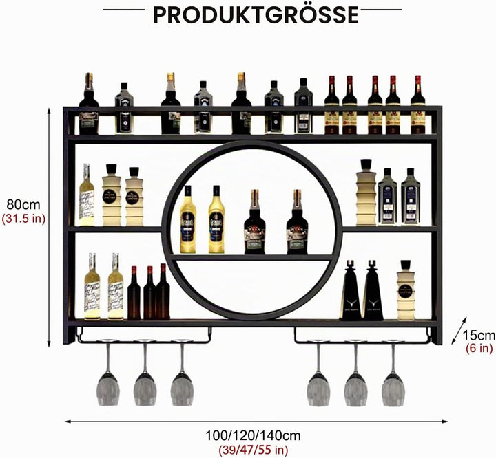 Generisch Modernes Weinregal Wand aus Metall, Bar Regal mit Glasregal, Wandmontage Wine Display-Stän