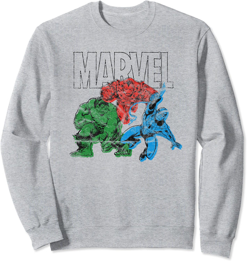 Marvel Trio Hulk Iron Man Spider-Man Sweatshirt
