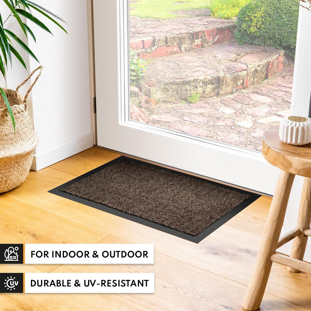 Gentle North Hochwertige Fussmatte beige schwarz 60x90cm gross für Innen & Aussen - Schmutzfangmatte