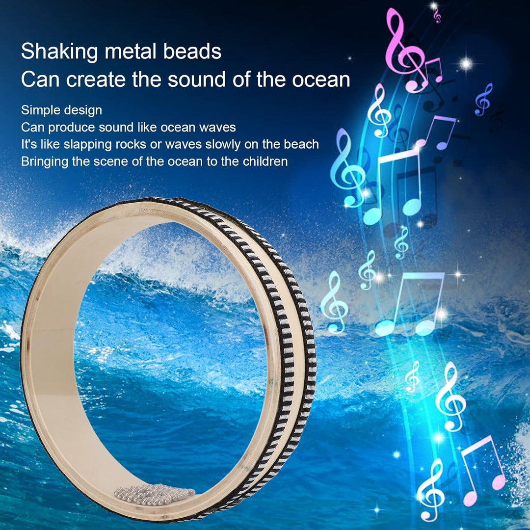 Asixxsix Ocean Drum, 6,1 Zoll Kleine Tragbare Sea Drum Wave Bead Handtrommel mit Ahornholzschale Oce