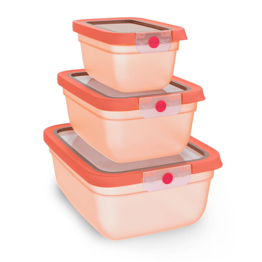 EMSA oneClick Frischhaltedosen, 0,75L, 1,5L, 3,0L, Lebensmittel 2 x länger frisch, 100% dicht, Made